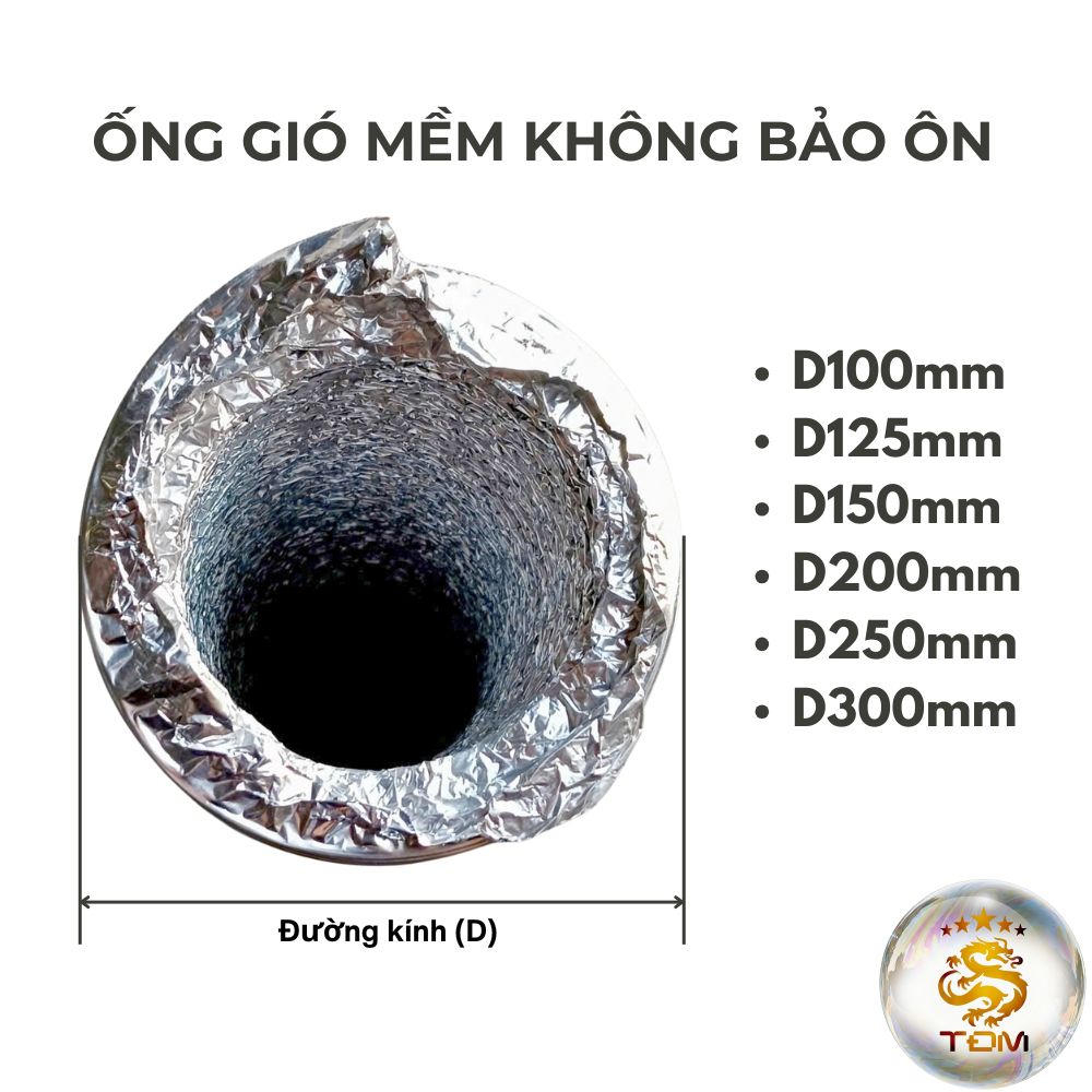 Ống gió mềm lá nhôm mỏng các kích thước