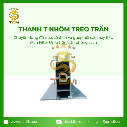 Thanh T nhôm treo trần trong phòng sạch