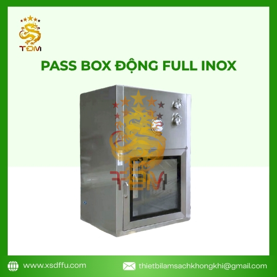 Pass Box (Hộp chuyển hàng phòng sạch) có thổi khí Full inox 304